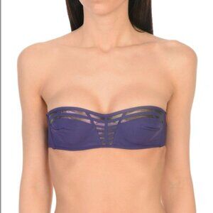 La Perla Bikini Set: Bikini Tops In Dark Purple with Side Ribbon-Tie Brief NWOT